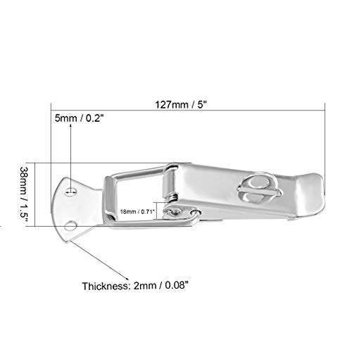 Sourcing Map Fermoir Levier Inox 127mm Lot de 2