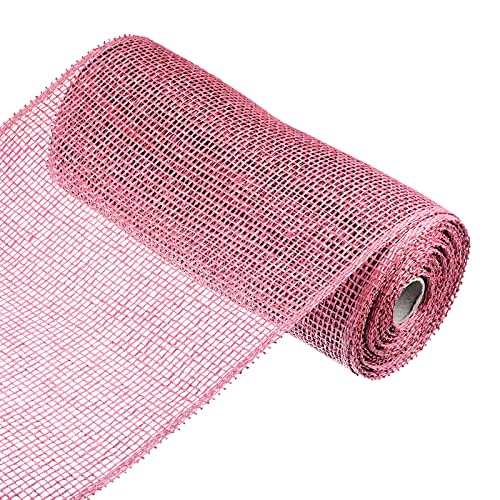 Sourcing Map Toile Jute Ruban Déco Rose 25,4cm x 9m