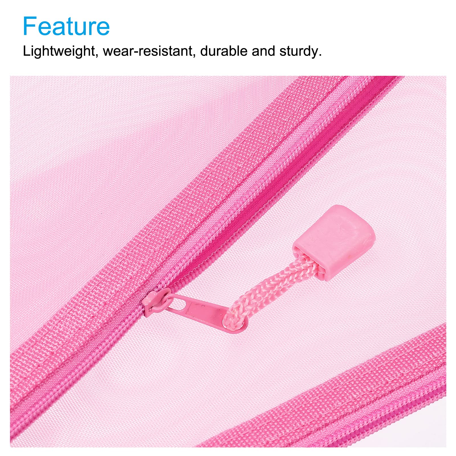 sourcing map pochette maille zippée A6 rose lot 6 nylon