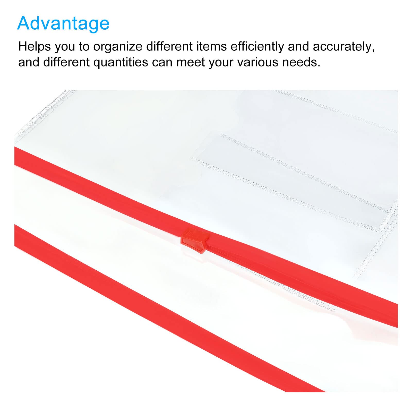 sourcing map A6 pochette plastique zippée rouge lot de 10 PVC
