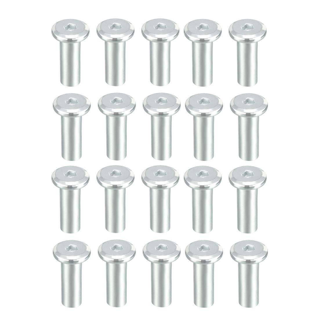 sourcing map M6x12mm insert écrou hexagonal nickelé lot 20