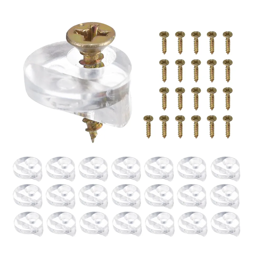 SOURCINGMAP Home Clips Verre Plastique Transparent 4mm Lot 30