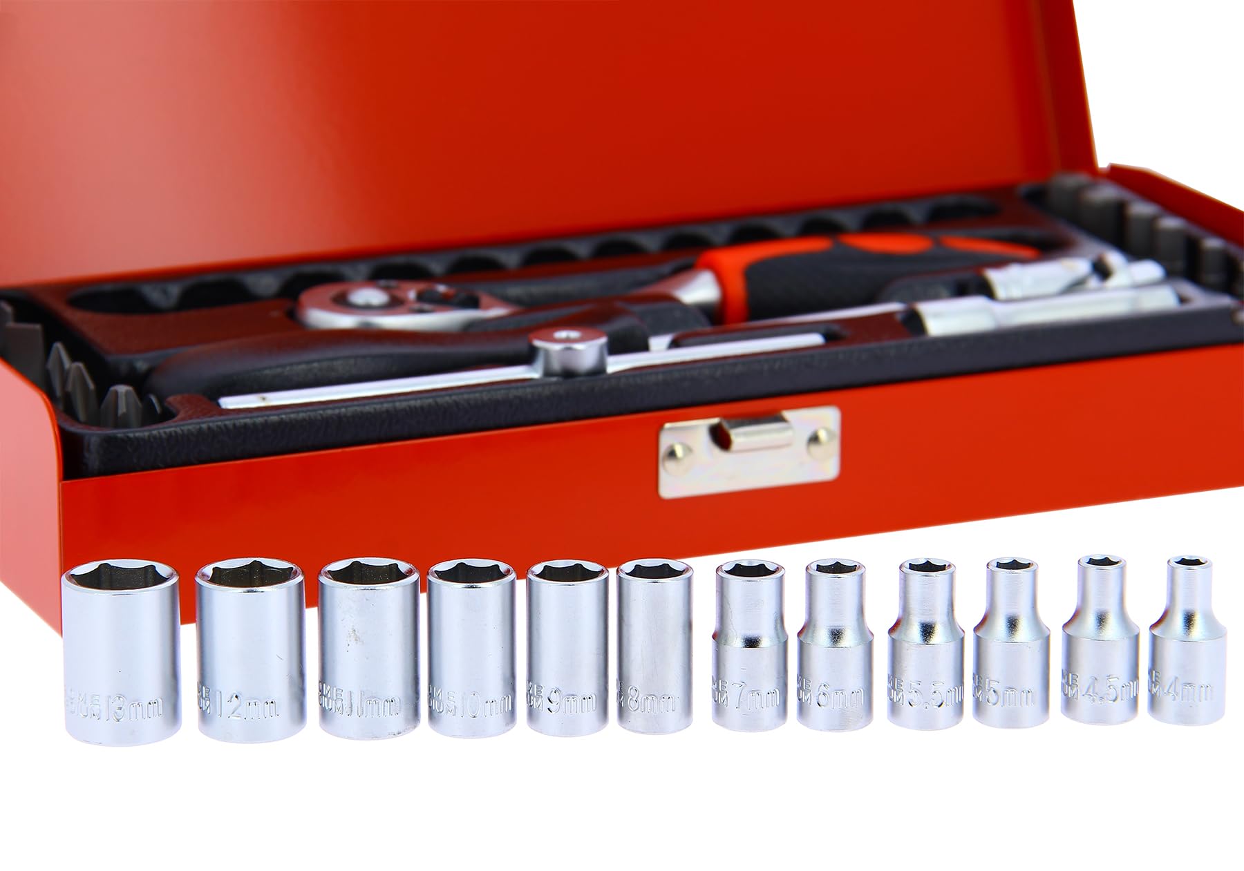 PRECISION STEEL Outillage à main coffret cliquet douilles 1/4" 29 pièces