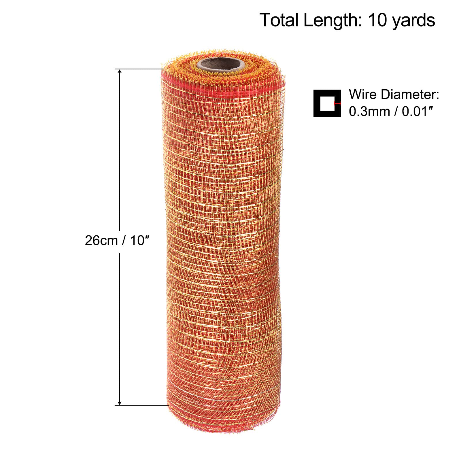 sourcing map Home Garden ruban toile jute rouge or 10 pouces 10 yards