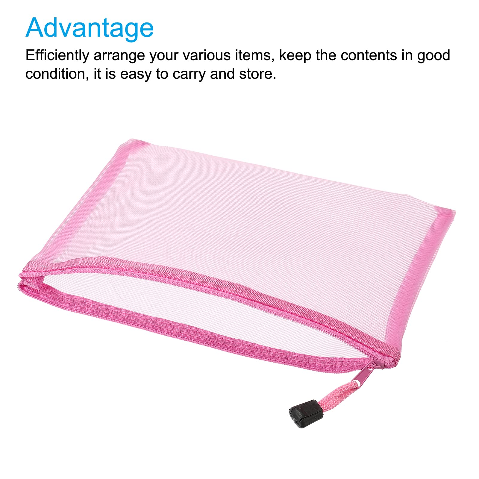 sourcing map pochette maille zippée A5 rose lot 6 nylon
