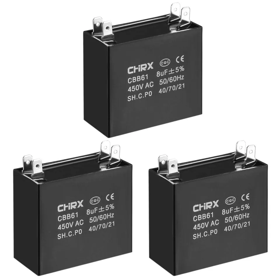Sourcing Map Condensateur CBB61 8uF 450V lot 3 ventilateur