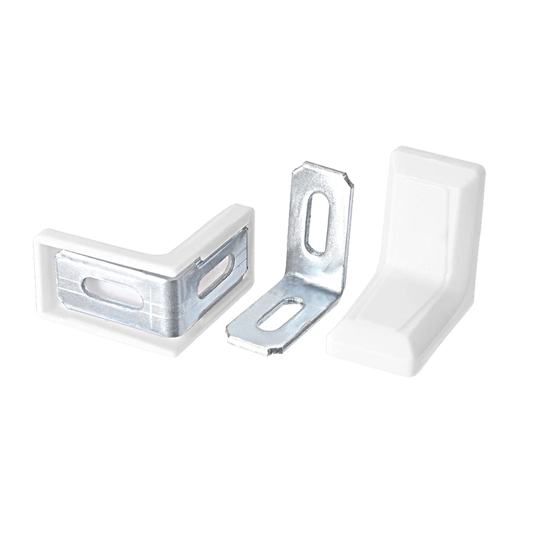 sourcingmap Home Plaque renfort angle blanc lot de 8 métal