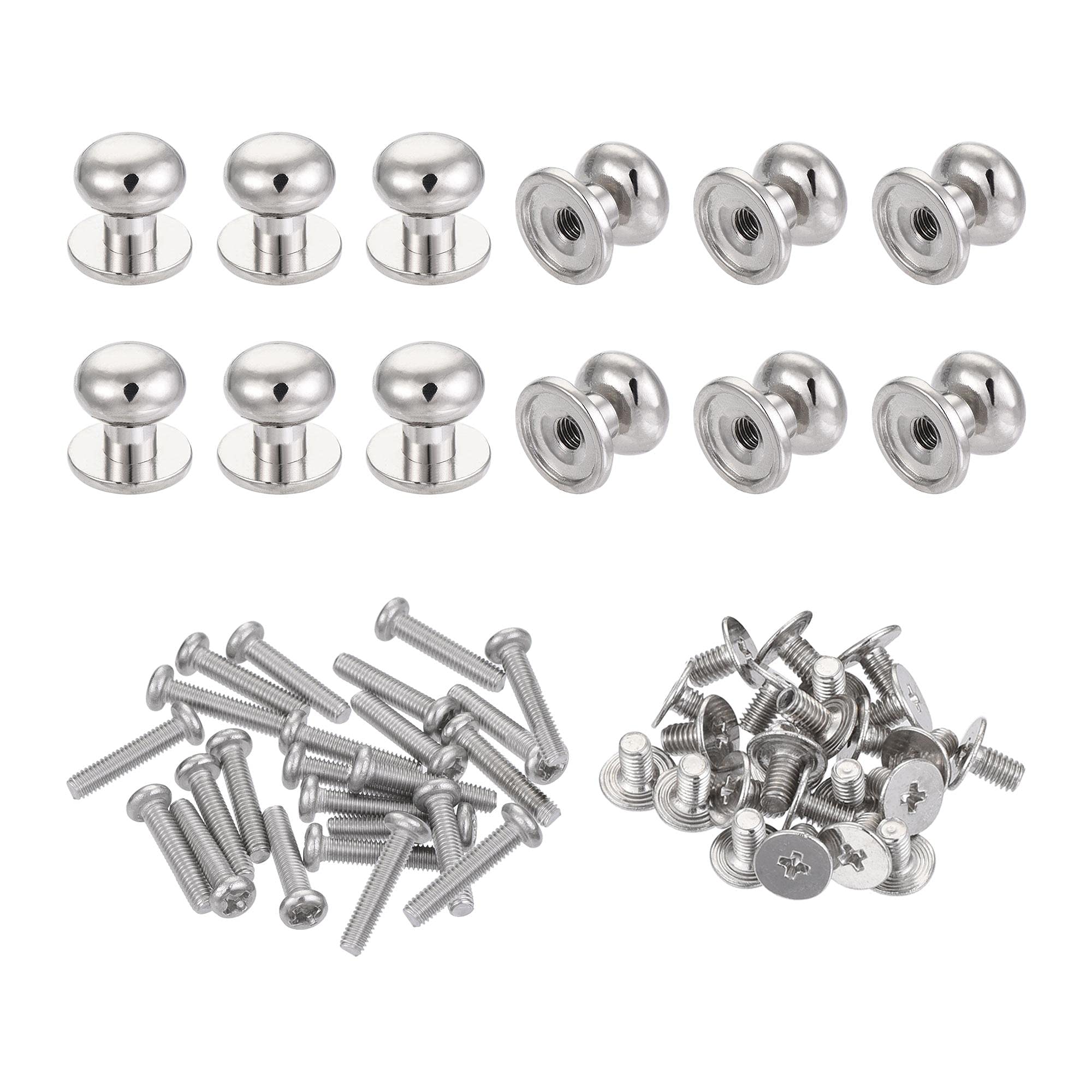 Sourcing Map Bouton meuble rond 9mm argenté 24pcs + vis