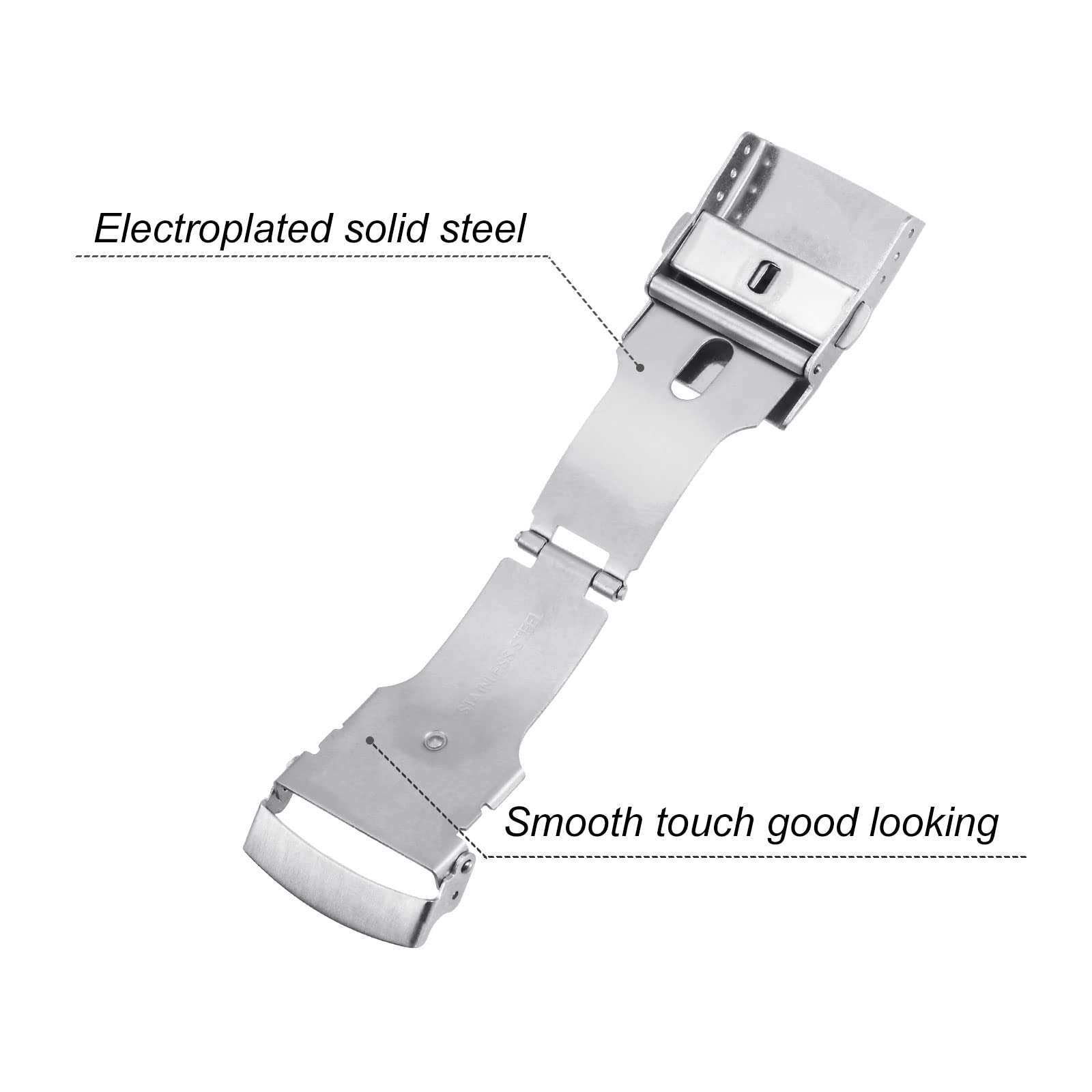 sourcing map Fermoir Déployant 22mm boucle montre argenté acier