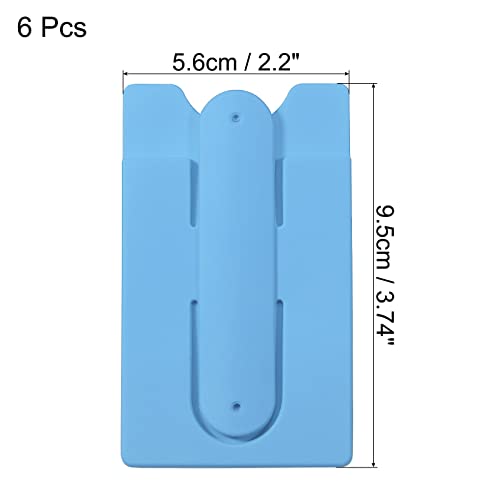 sourcing map Porte-carte téléphone silicone bleu ciel lot 6 adhésif