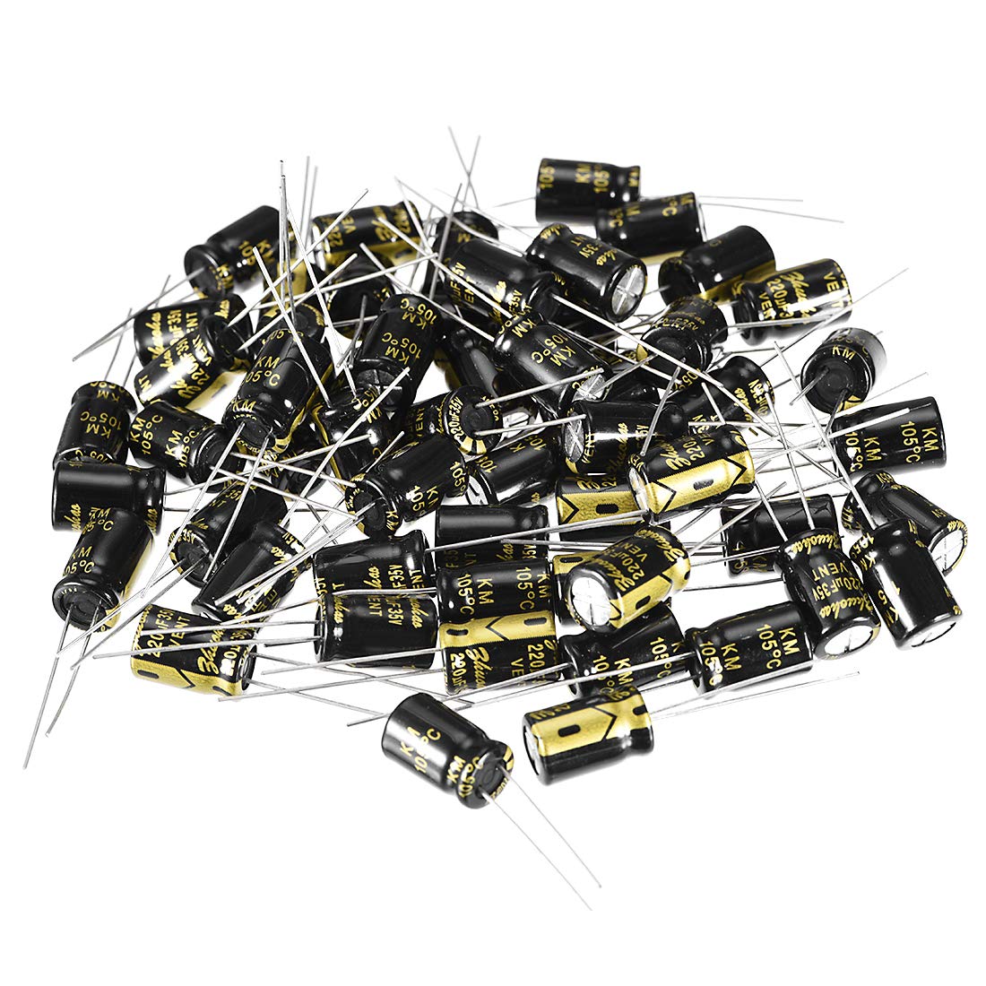 sourcing map Industrial condensateur électrolytique 220uF 35V 60pc