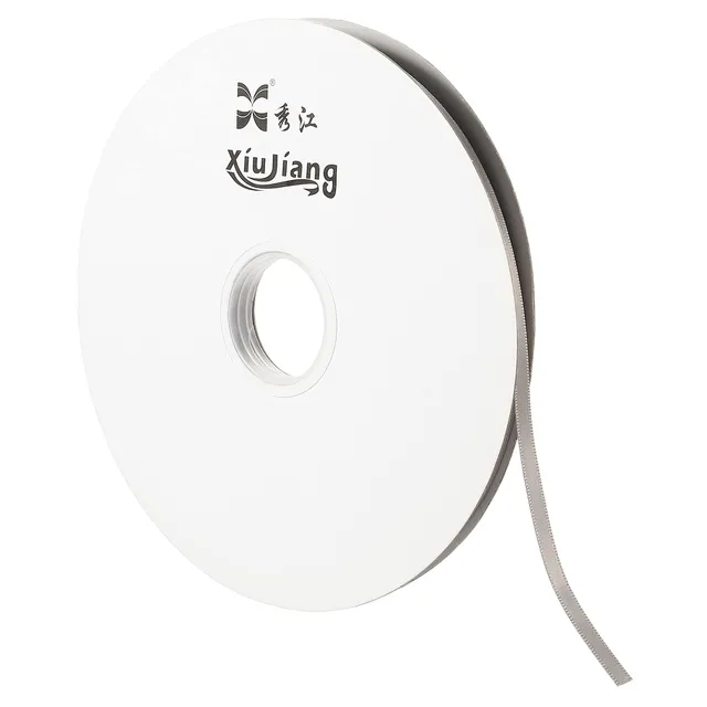 sourcing map Ruban Satin Gris 7mm x 91,4m Rouleau Polyester