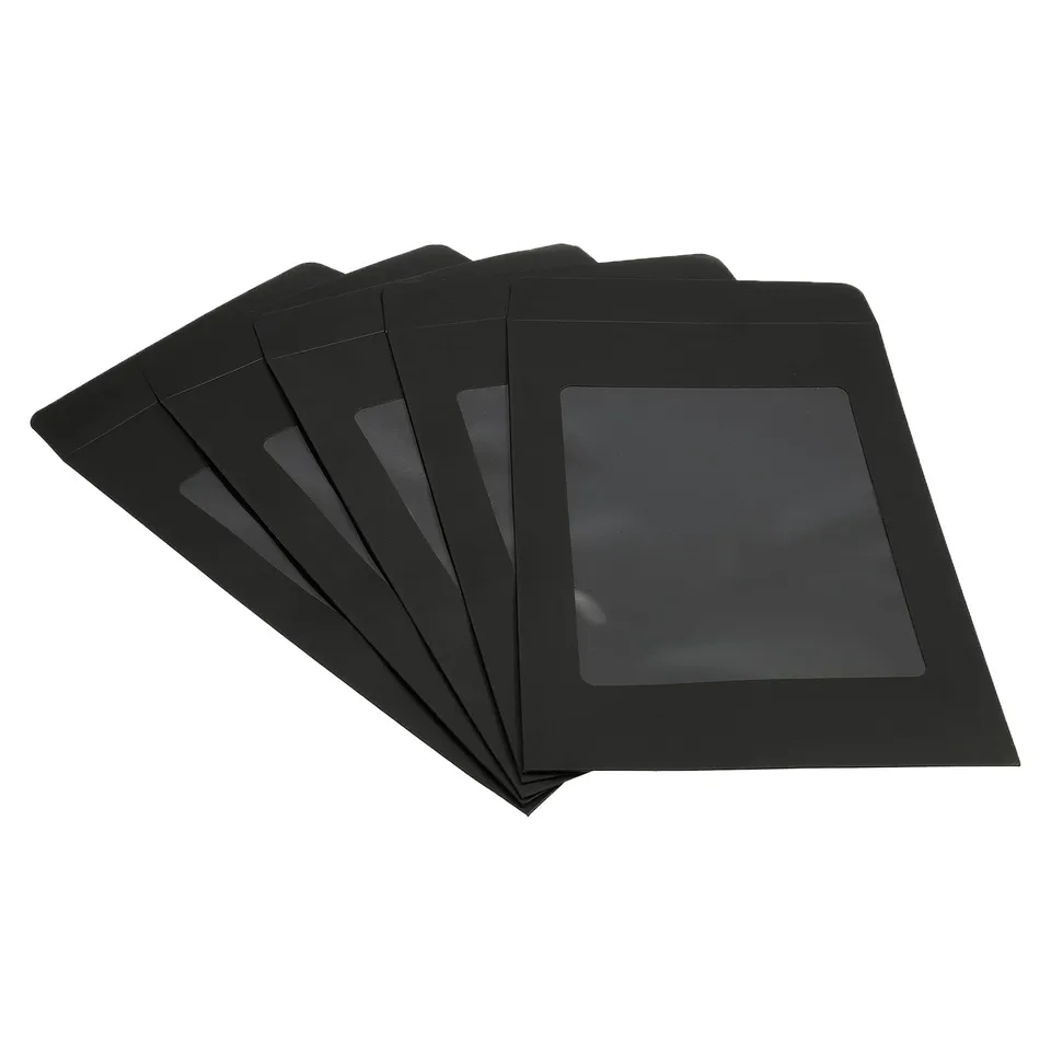 Sourcing Map A4 Enveloppe Fenêtre Noire Simple Face x10