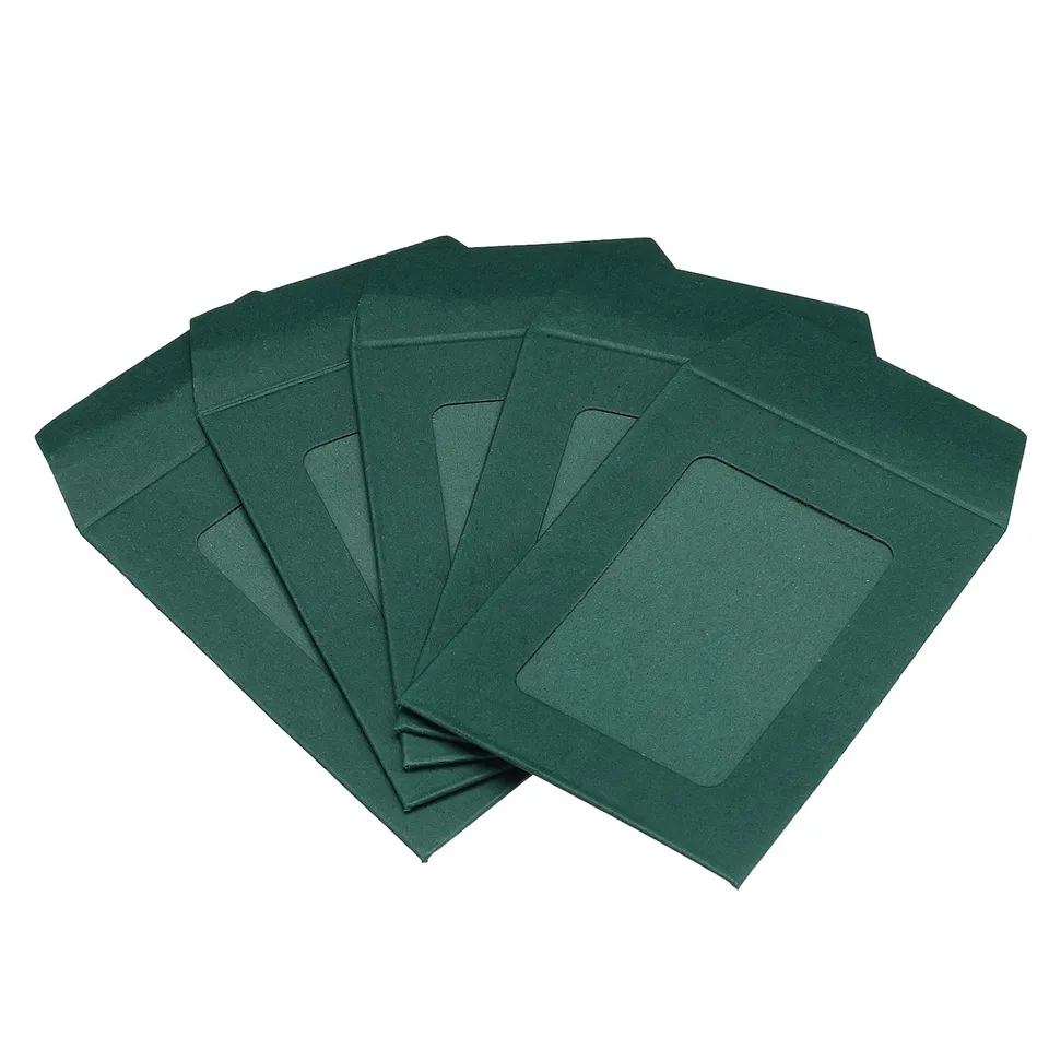 sourcing map enveloppe à fenêtre verte 8x6 cm lot de 10