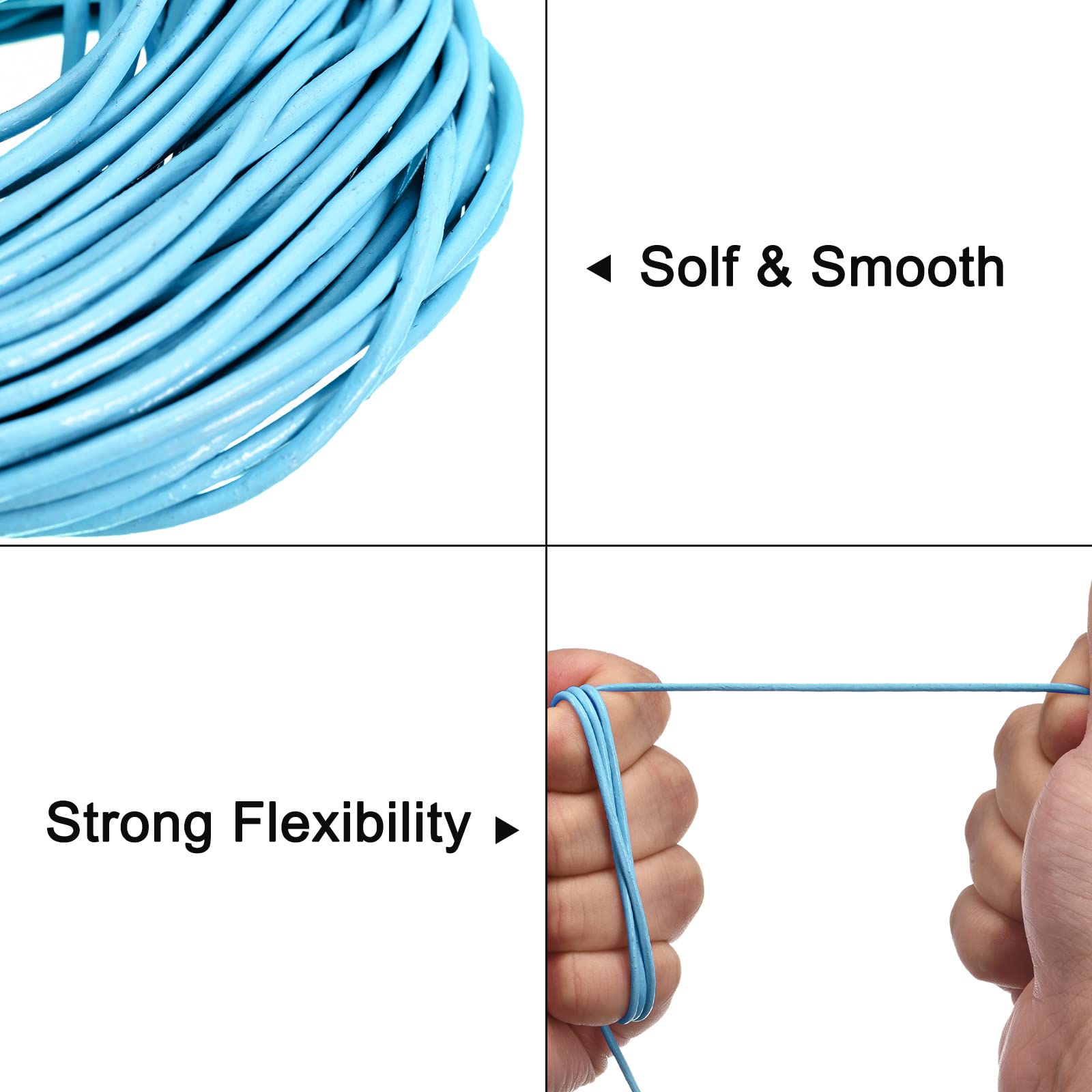 Sourcingmap Cordon Cuir Rond 2mm Bleu Ciel 10 Mètres