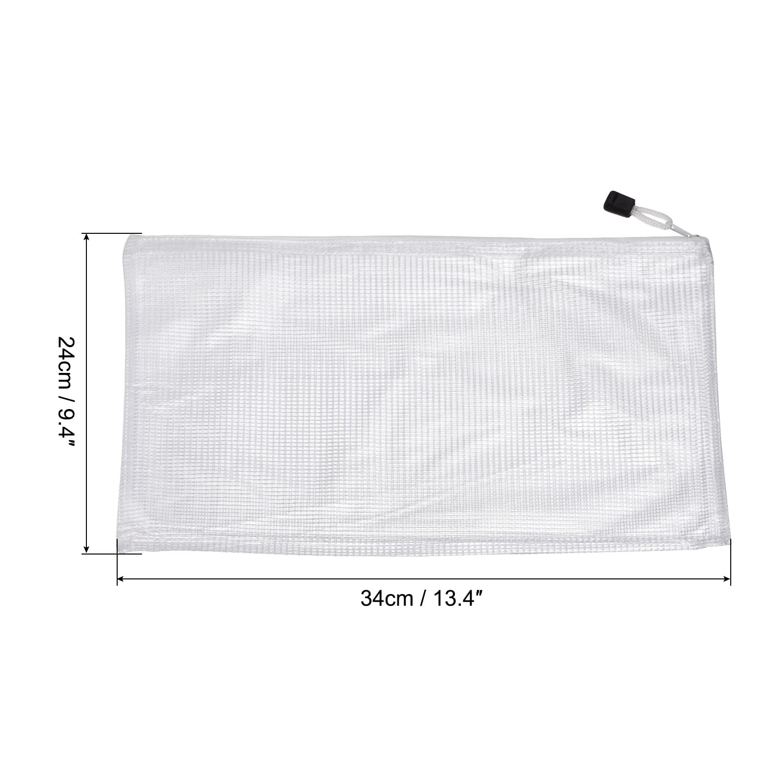 Sourcing Map pochette zip A4 blanc mesh lot 12 PVC