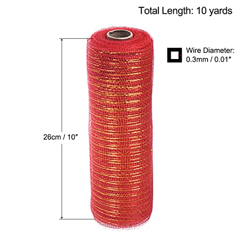 Sourcing Map Home Ruban Maille Toile Jute 26cm Rouge Or 9m