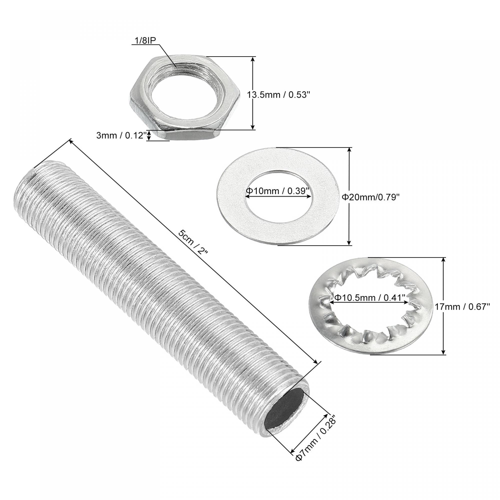 sourcingmap Home Tige Filetée Lampe 5cm 1/8IP 5pcs