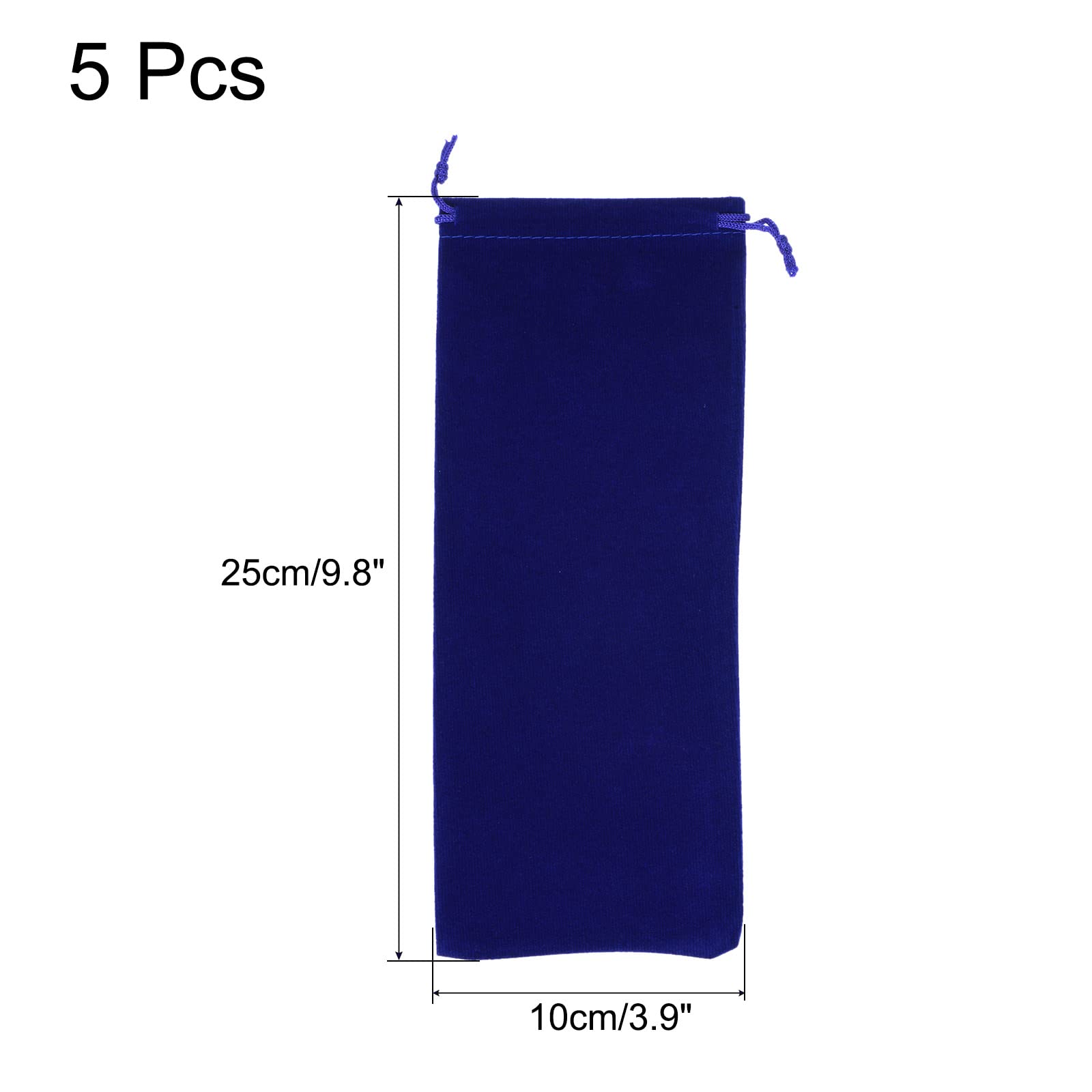 sourcing map pochette microfibre 25x10cm lot 5 bleu foncé cordon