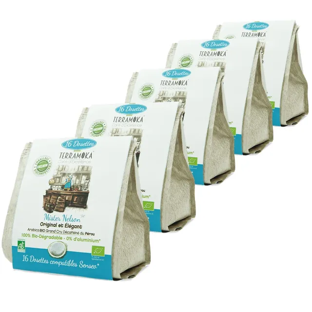 Terramoka Mister Nelson Dosettes Senseo Déca Bio Arabica 80 pcs