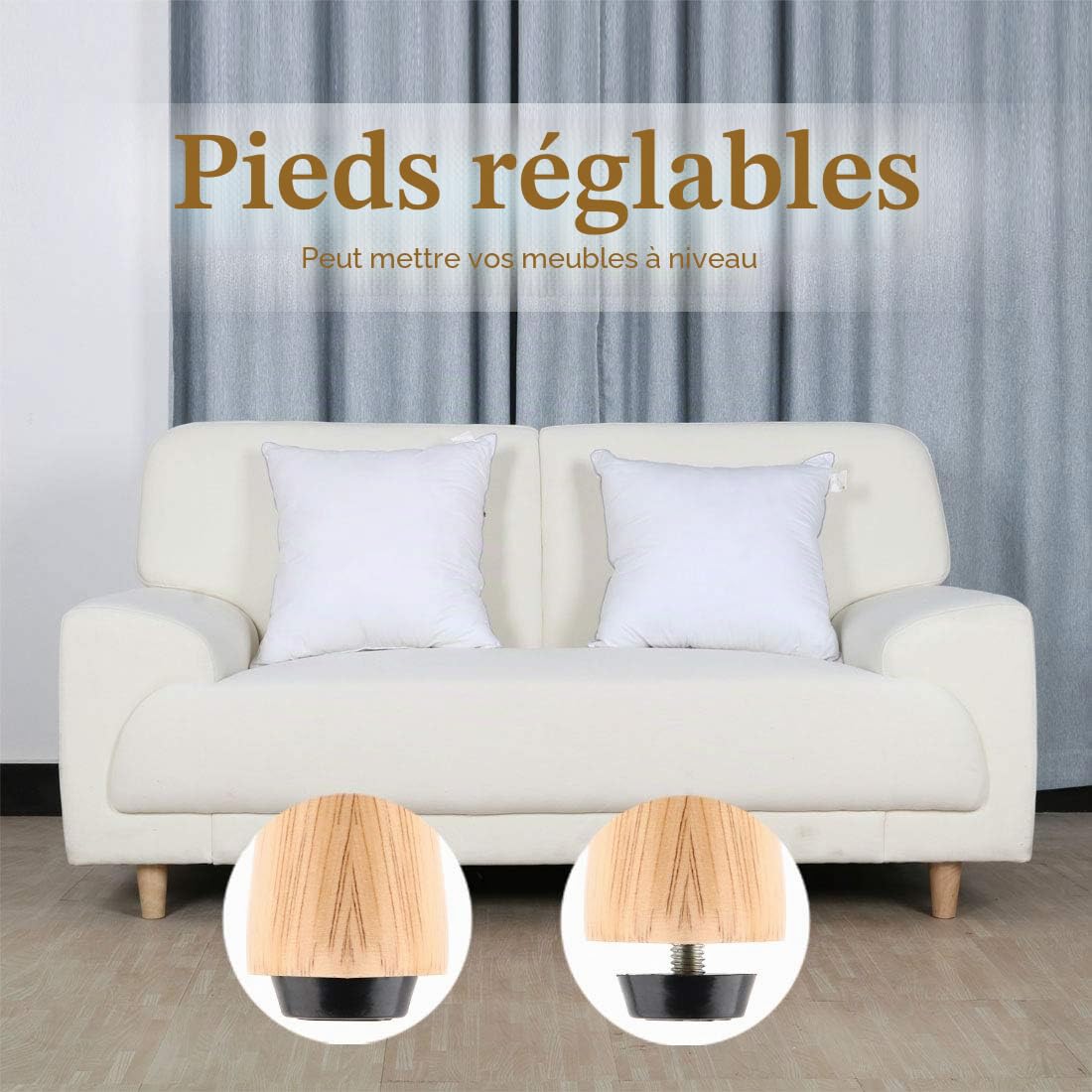 Sourcing Map pied nivellement réglable M6 20 pcs base 22mm