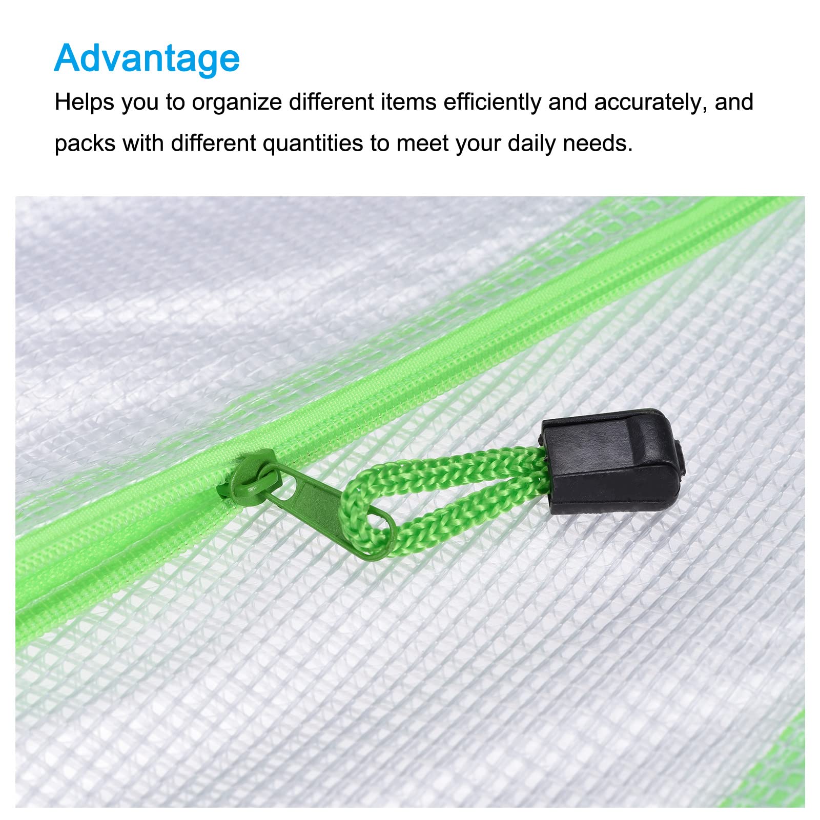 Sourcing Map pochette zip A3 vert mesh lot 3 PVC