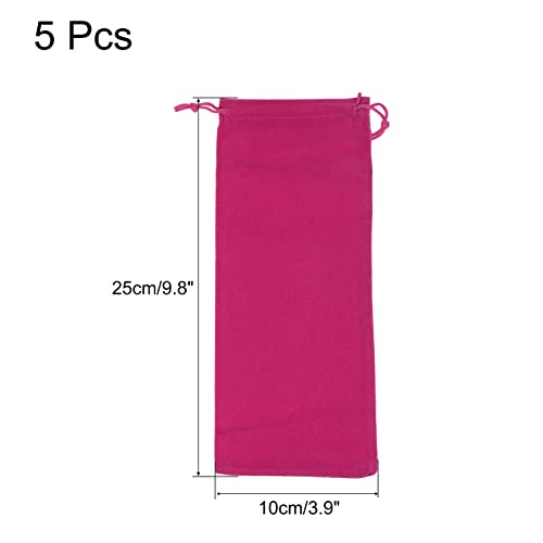 sourcingmap Pochette Microfibre 25x10cm Rose Rouge x5 Lunettes