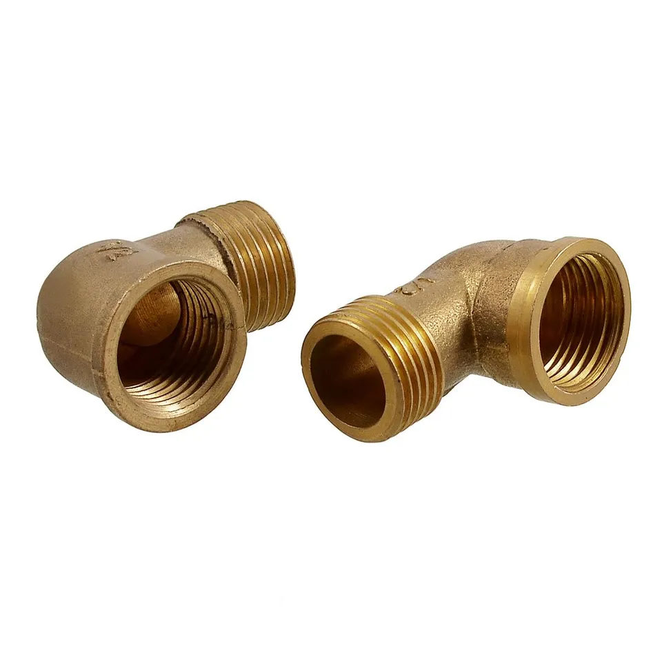 Sourcing Map Industrial raccord coudé laiton 1/2" x2 mâle femelle