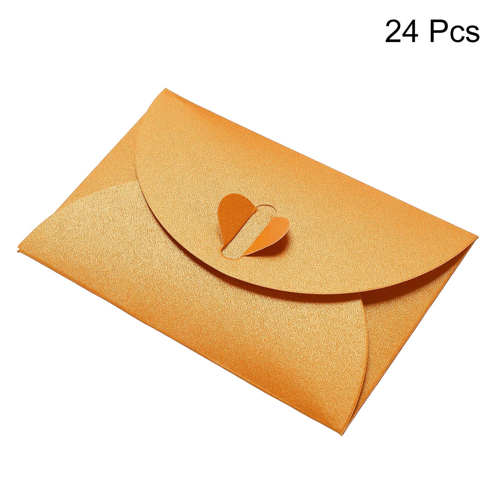 sourcing map Mini enveloppes coeur orange lot 24 papier 7x10,5cm